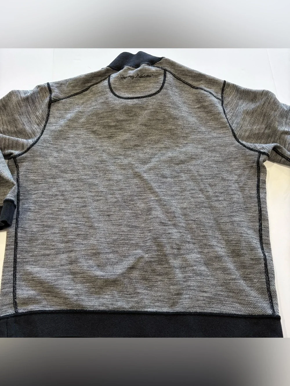 Tommy Bahama Men’s Reversible Quarter Zip Pullover Gray Black L Approx